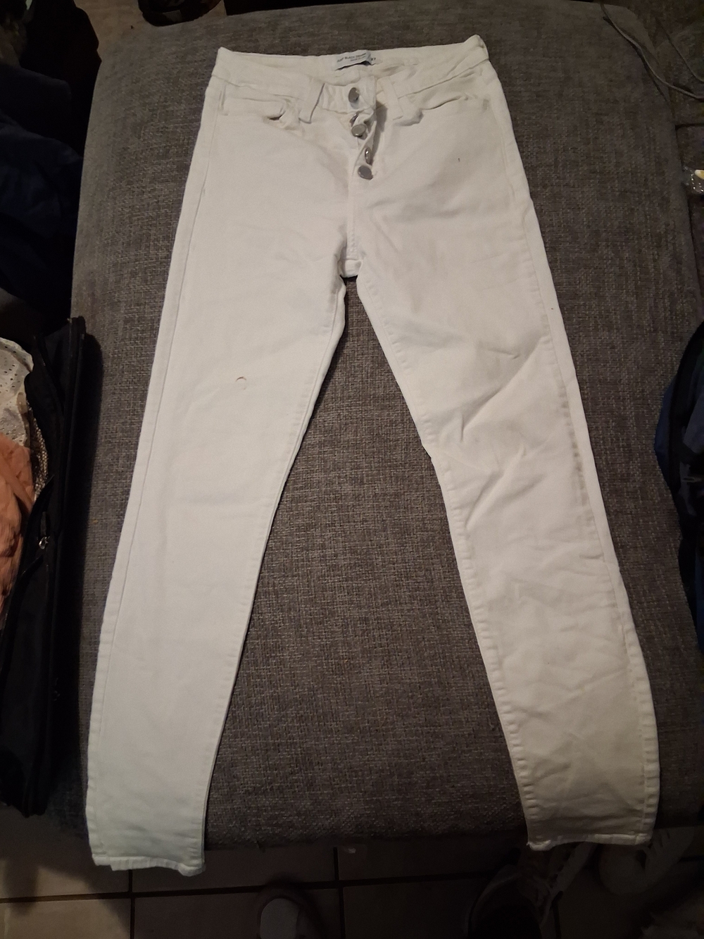 Just Black White High-Rise Skinny Jeans with Button-Fly